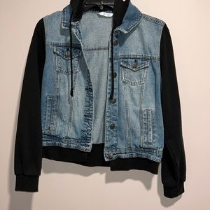 cropped M denim hoodie jean jacket